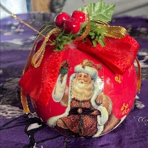 Santa Claus Ornament with Red and Gold Details